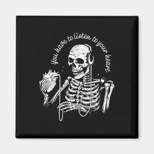 Skeleton Headphones Heart Gothic Music Halloween S Magnet