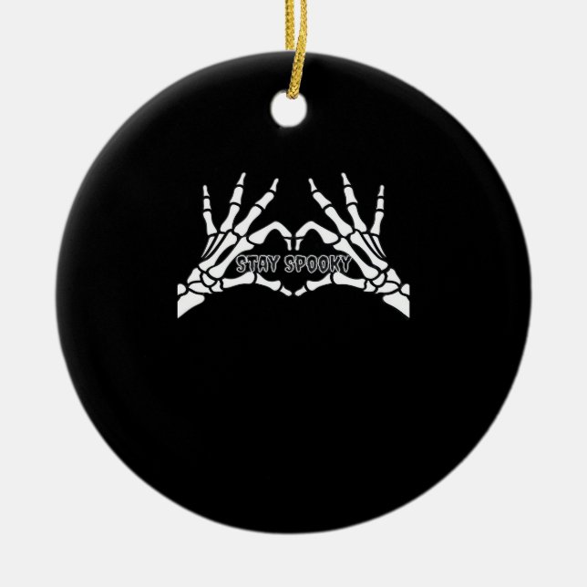 Skeleton Heart And Hands Classic Design  Ceramic Tree Decoration (Front)