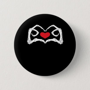 Skeleton Heart And Hands Funny  6 Cm Round Badge