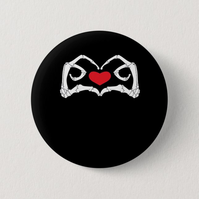 Skeleton Heart And Hands Funny  6 Cm Round Badge (Front)