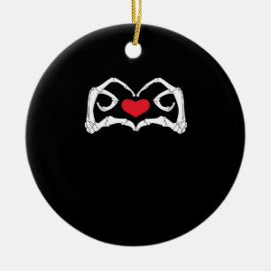 Skeleton Heart And Hands Funny  Ceramic Tree Decoration