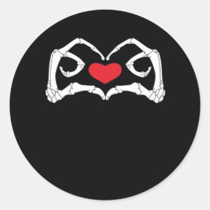 Skeleton Heart And Hands Funny  Classic Round Sticker
