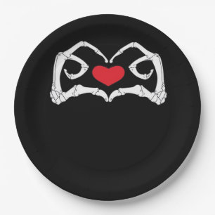 Skeleton Heart And Hands Funny Creative Style Paper Plate