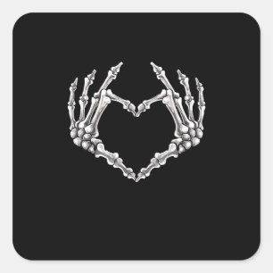 Skeleton Heart And Hands Gothic Halloween Costume Square Sticker