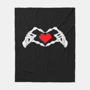 Skeleton Heart And Hands Meme Fleece Blanket