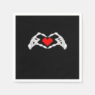 Skeleton Heart And Hands Meme Modern Aesthetic Napkin