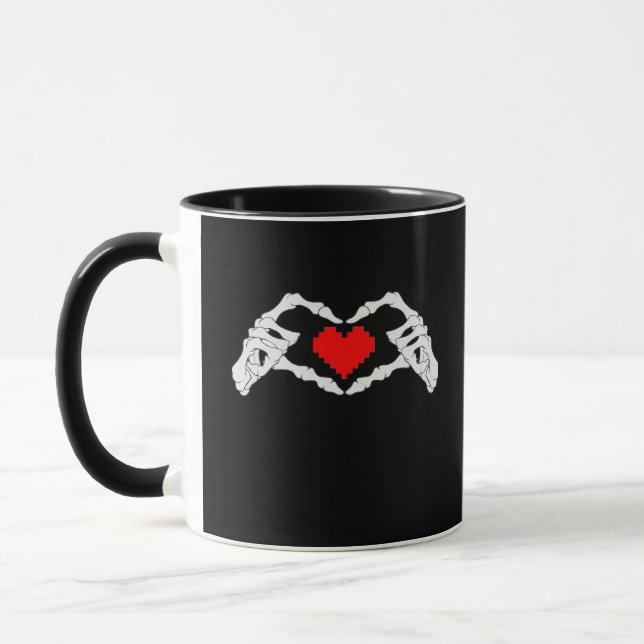 Skeleton Heart And Hands Meme Mug (Left)