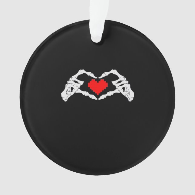 Skeleton Heart And Hands Meme Ornament (Front)