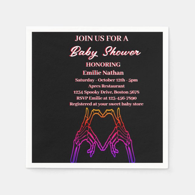 Skeleton Heart Baby Shower  Napkin (Front)