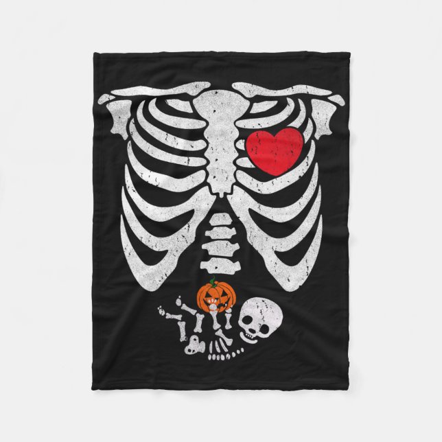 Skeleton Heart Halloween Costumes By  Fleece Blanket (Front)