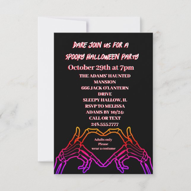Skeleton heart Halloween party Invitation (Front)