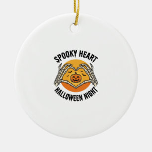 Skeleton Heart Halloween Vintage Hands Design_1 Ceramic Tree Decoration