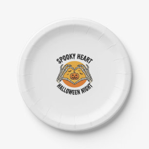 Skeleton Heart Halloween Vintage Hands Design_1 Paper Plate