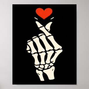 Skeleton Heart Hand Halloween Valentine Girl Women Poster