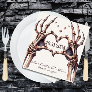 Skeleton Heart Hand Wedding Reception Napkin