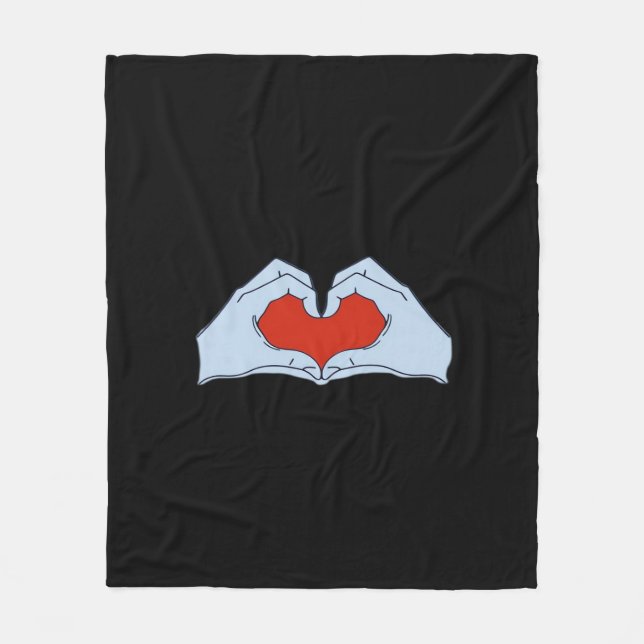 Skeleton Heart Hands Classic & Basic Halloween Fleece Blanket (Front)
