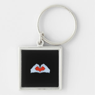 Skeleton Heart Hands Classic & Basic Halloween Key Ring
