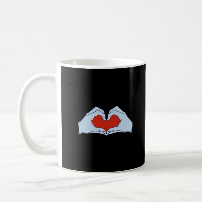Skeleton Heart Hands Classic Basic Halloween Style Coffee Mug (Left)