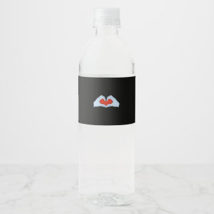 Skeleton Heart Hands Classic & Basic Halloween Water Bottle Label
