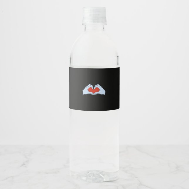 Skeleton Heart Hands Classic & Basic Halloween Water Bottle Label (Front)