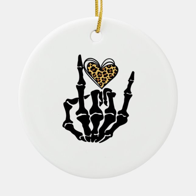 Skeleton Heart Hands Classic Ceramic Tree Decoration (Front)