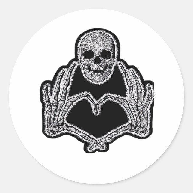 Skeleton Heart Hands  Classic Classic Round Sticker (Front)