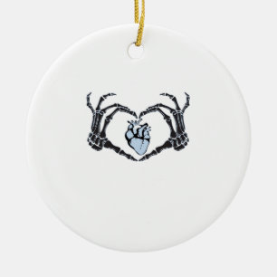 Skeleton Heart Hands Classic Design For Halloween Ceramic Tree Decoration
