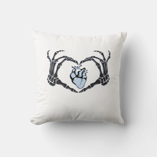 Skeleton Heart Hands Classic Design For Halloween Cushion (Front)