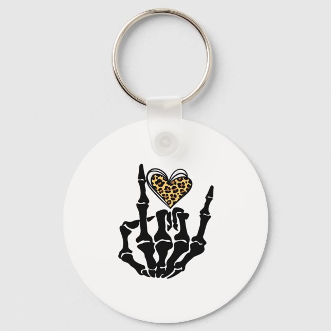 Skeleton Heart Hands Classic Key Ring (Front)