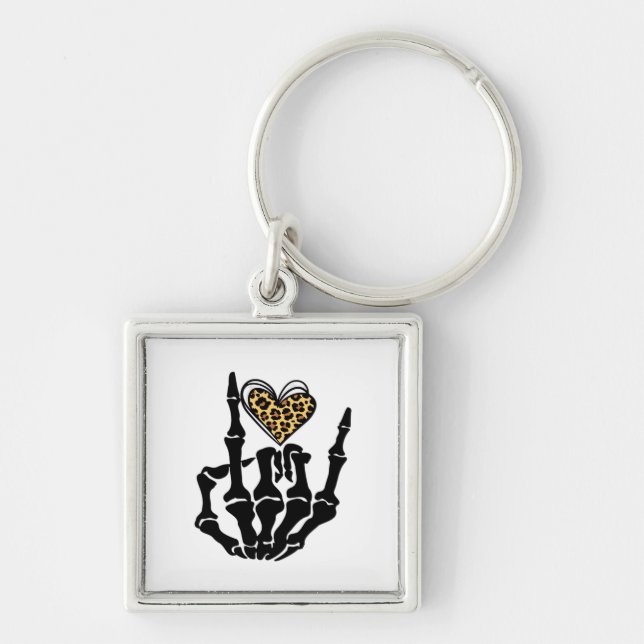 Skeleton Heart Hands Classic Key Ring (Front)