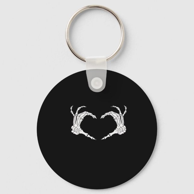 Skeleton Heart Hands Classic Key Ring (Front)