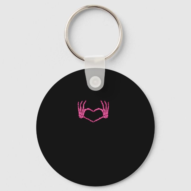 Skeleton Heart Hands Classic Key Ring (Front)