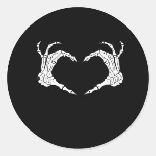 Skeleton Heart Hands Classic Round Sticker