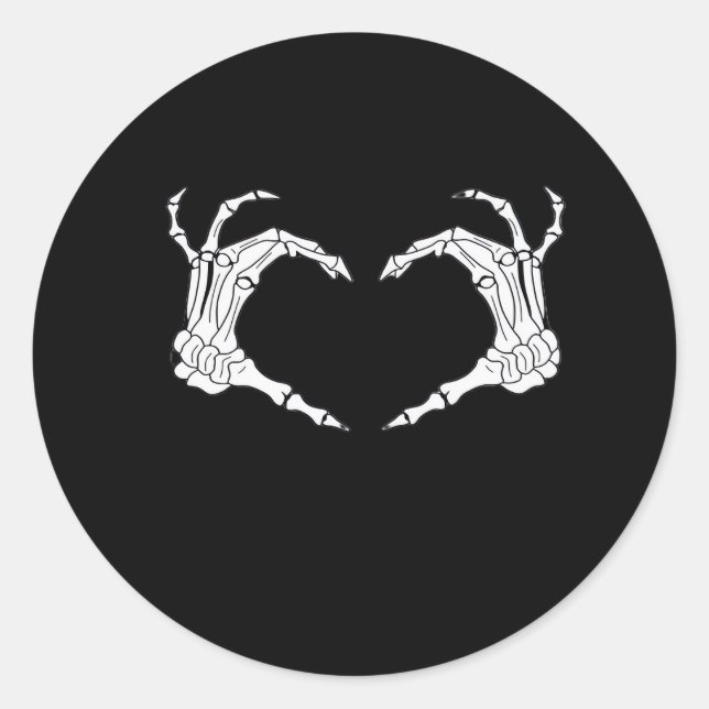 Skeleton Heart Hands Classic Round Sticker (Front)