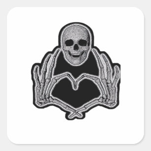 Skeleton Heart Hands  Classic Square Sticker
