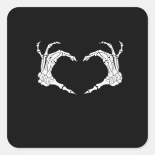 Skeleton Heart Hands Classic Square Sticker