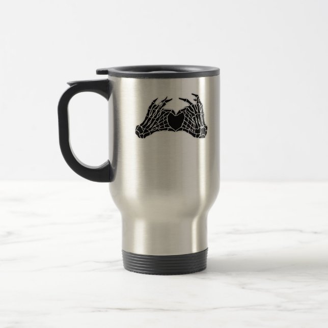 Skeleton Heart Hands - Classic Travel Mug (Left)