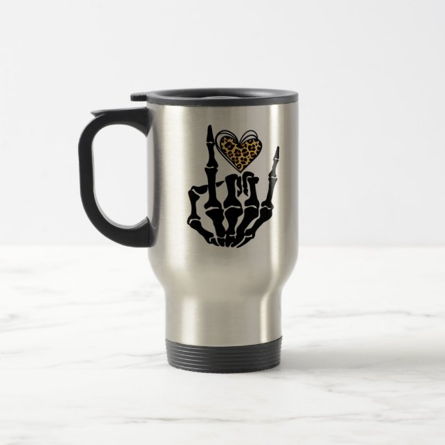 Skeleton Heart Hands Classic Travel Mug (Left)