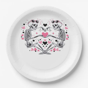 Skeleton Heart Hands Classic Viral Paper Plate