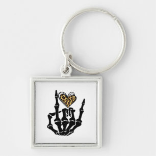 Skeleton Heart Hands Clean Graphic Mood Key Ring