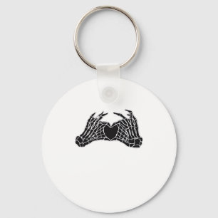 Skeleton Heart Hands Clean Graphic Mood Key Ring