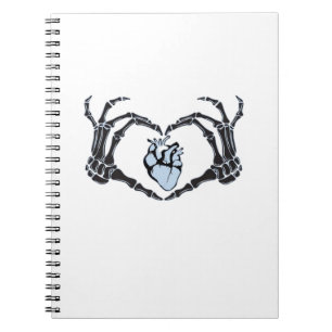 Skeleton Heart Hands Clean Graphic Mood Notebook