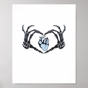 Skeleton Heart Hands Clean Graphic Mood Poster