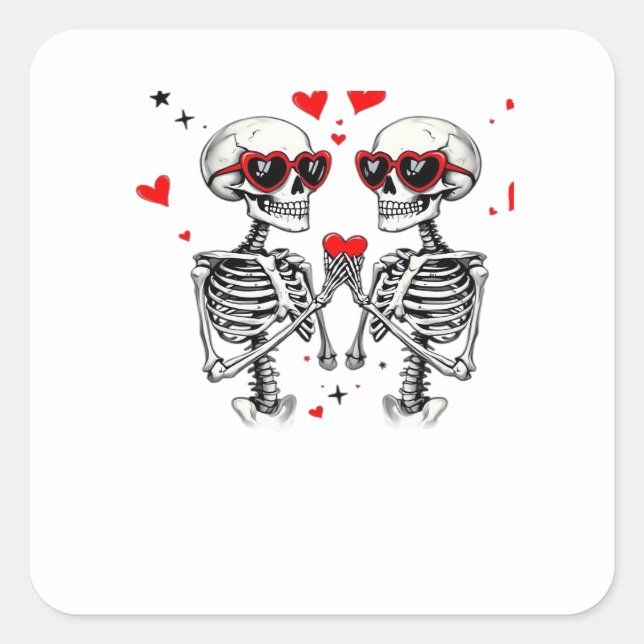 Skeleton Heart Hands For Trending Square Sticker (Front)