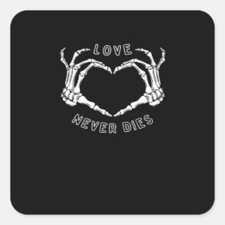 Skeleton Heart Hands Funny & Classic Square Sticker
