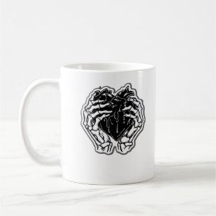Skeleton Heart Hands Funny Coffee Mug