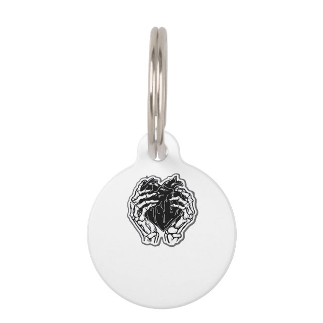 Skeleton Heart Hands Funny Pet Tag (Front)