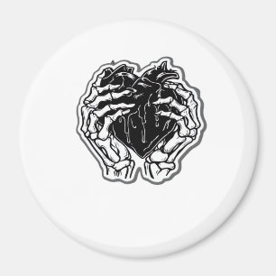 Skeleton Heart Hands Funny Playful Mood Magnet