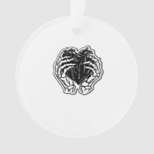 Skeleton Heart Hands Funny Playful Mood Ornament
