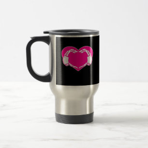 Skeleton Heart Hands Gothic Classic Look Travel Mug